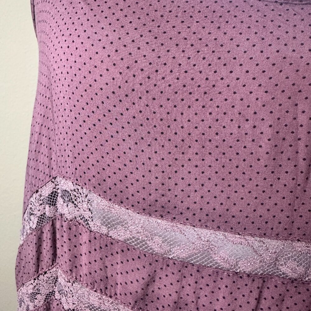FREE PEOPLE Voile Lace Trapeze Sip Dress Mauve Polka Dot Size Small - Picture 9 of 15